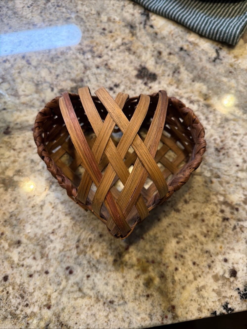 Vintage Heart - Hand- Woven Basket Rustic Boho Farmhouse Cottagecore Signed